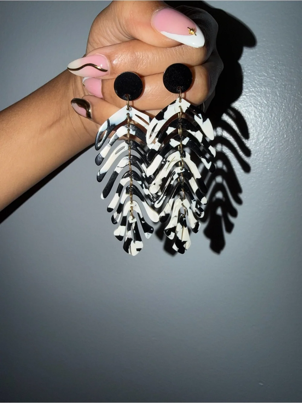 Black & White Chandelier Drop Earrings - Women Jewelry